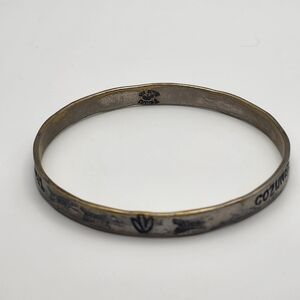Taxco Mexico Southwestern Silver Tone & Bronze Cozumel Bangle Bracelet (8")